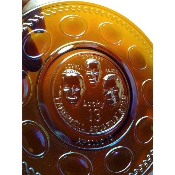 Vintage Carnival Glass Orange Apollo 13 Space Astronaut Plate Wheaton Glass NASA - Picture 4 of 6